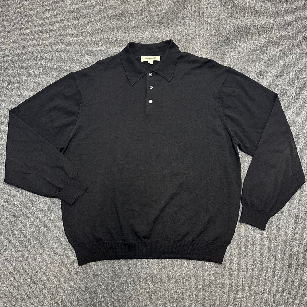 Pronto Uomo Men’s Merino Wool Polo Sweater Collared Pullover Knit Top XL